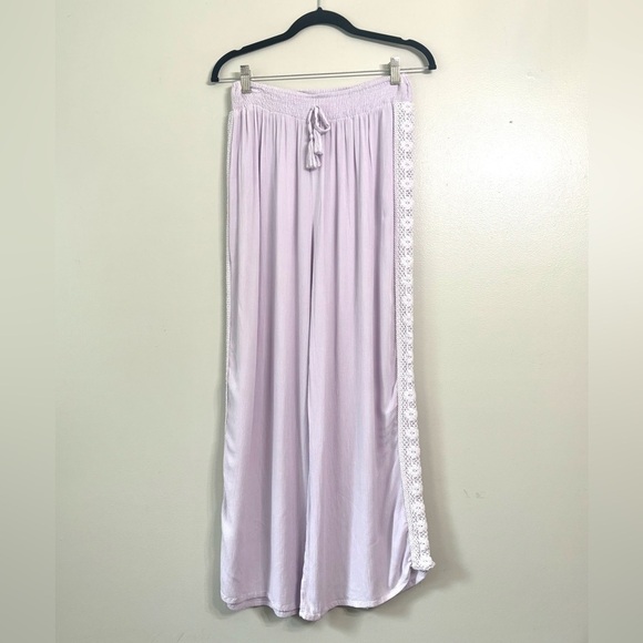 Kiwi & Punch Pants - Kiwi & Punch Wide Leg Purple Pants Embroidered